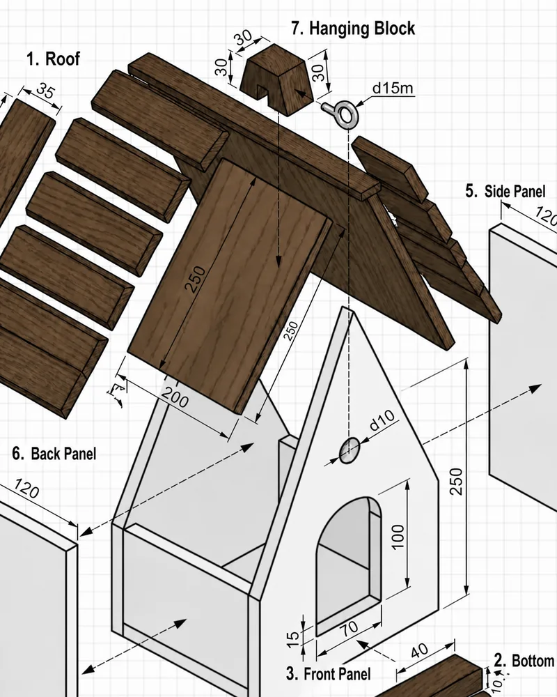Sloped-roof birdhouse
