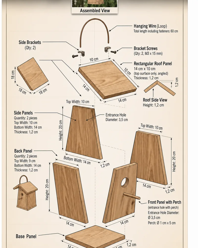 Trapezoid birdhouse